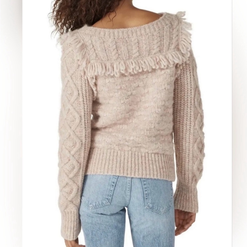 LoveShackFancy Pink Textured Sweater with Fringe - Picture 3 of 8